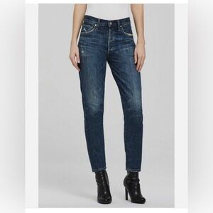 Citizens of Humanity Liya High Rise Classic Fit Crop Dark Blue Button Fly 26